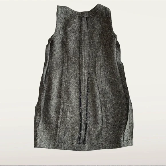 🛍️SALE🛍️ Custom-Tailored Black and Gray Wool Tweed Shift Sleeveless Dress - Picture 7 of 7